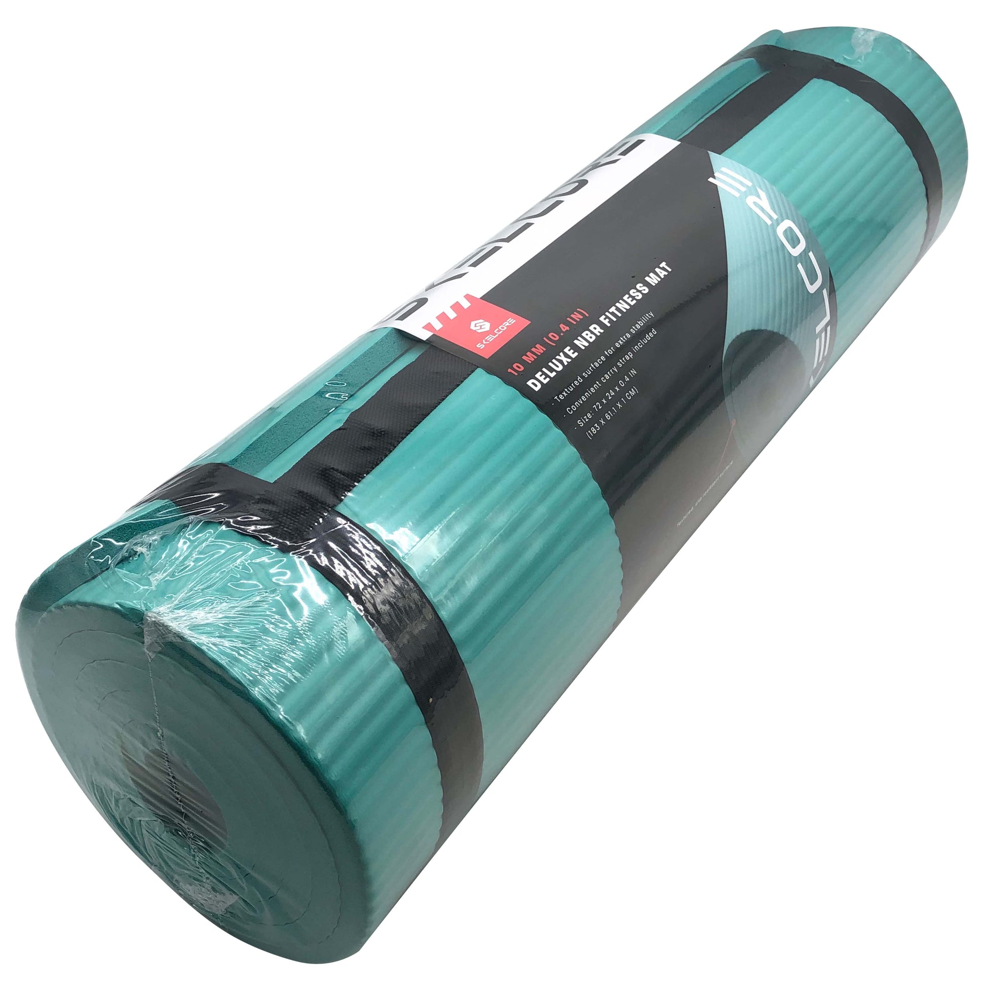 10Mm Extra Long, Non-Slip Exercise Mat with Carrying Strap, Teal