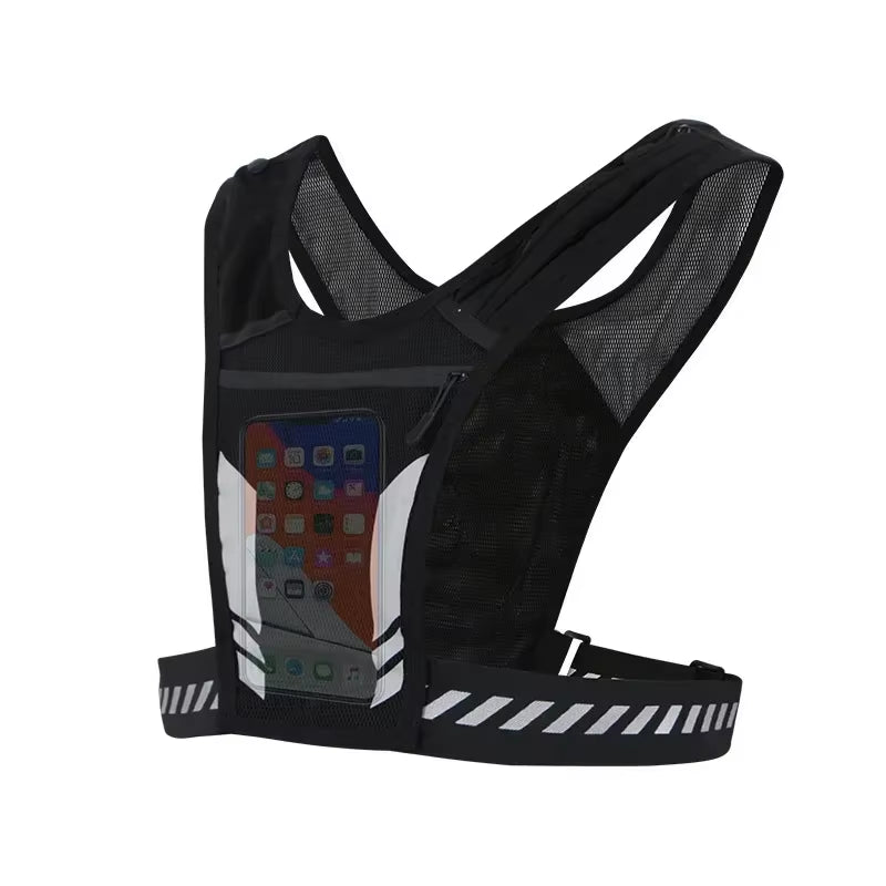 Reflective Running Backpack Universal Lightweight Sports Running Vest Mobile Phone Cards Bag for Jogging Fitness Men and Women